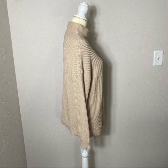Michael Kors Beige Mock Neck Ribbed Knit Sweater Women's Size Large - Picture 10 of 16